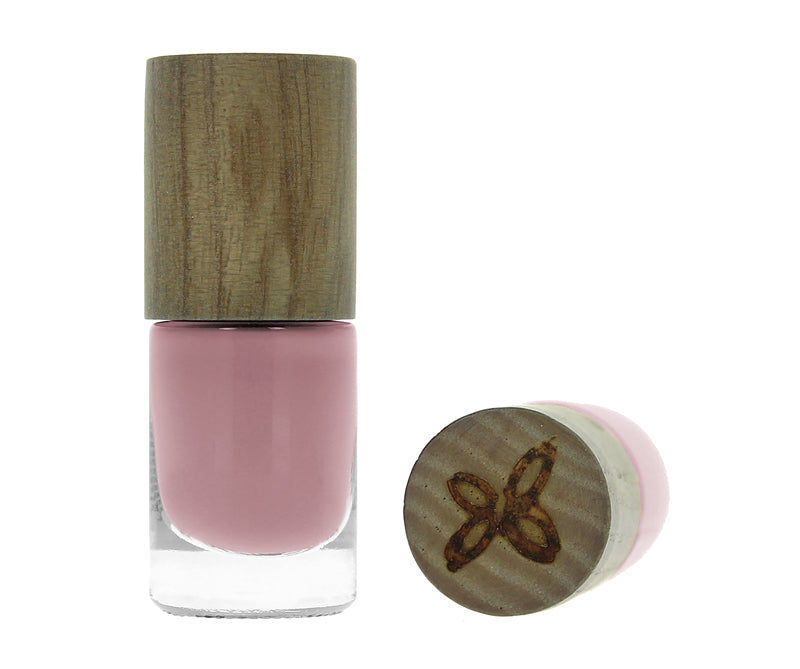 Boho Green Makeup pink powder nail polish in 22.5ml bottle, boho style makeup product with soft pink color