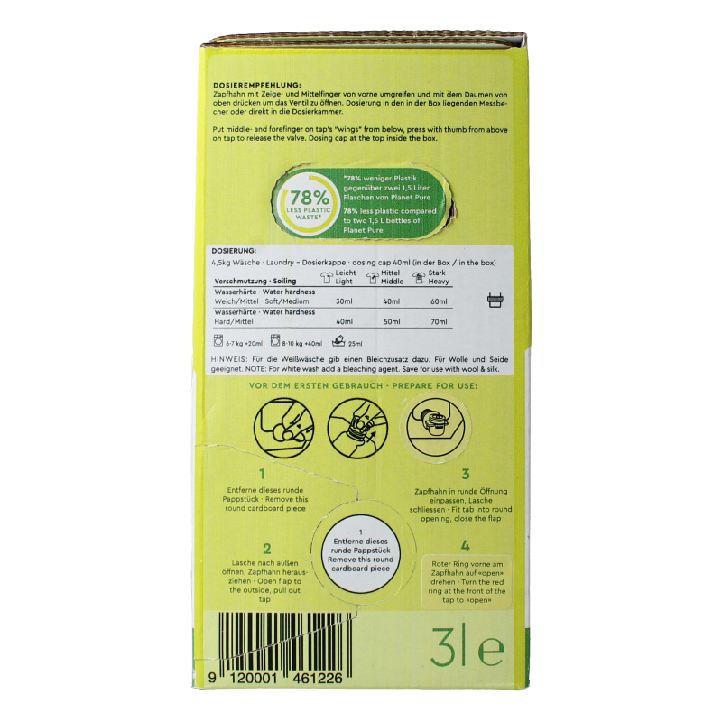 Liquid universal laundry detergent by Planet Pure in a 3-liter bottle, featuring a lavender scent and eco-friendly formulation.