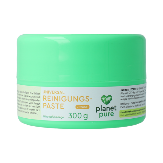 Planet Pure Universele reinigingspasta Lemon in 300g jar, natural cleaning product with lemon scent, suitable for versatile household use