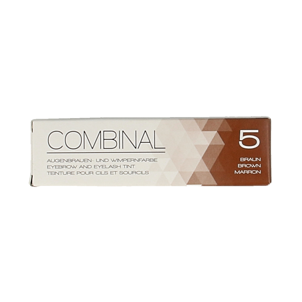 Combinal Wenkbrauwen Wimperverf bruin 15ml, make-up product with brow and eyelash dye in a small tube.