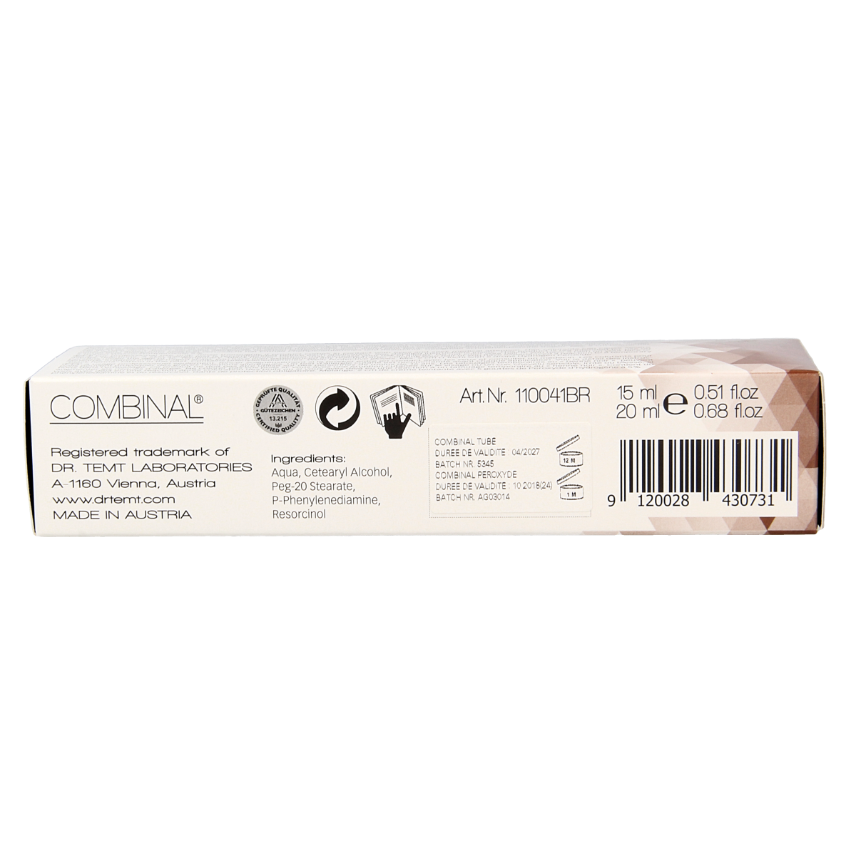 Combinal Wenkbrauwen en wimperverf kit in bruin, make-up set with applicator brushes and color cream for brows and lashes.