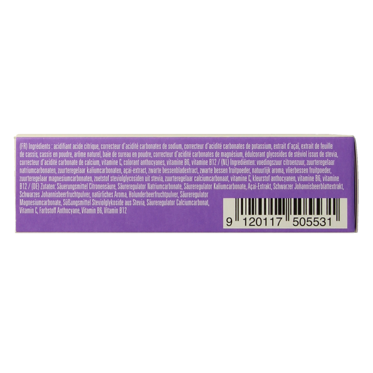 Waterdrop Microdrink Boost blackcurrant effervescent tablets in a pack of 12, flavored drink and juice supplement.