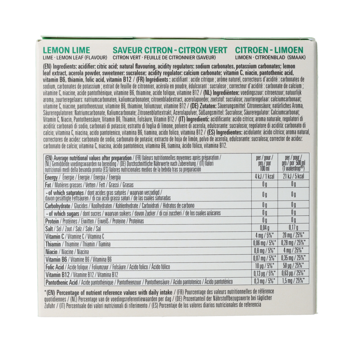 Waterdrop Microdrink Focus Lemon Lime effervescent tablets in a box, natural flavored drink mix for enhanced focus and hydration.