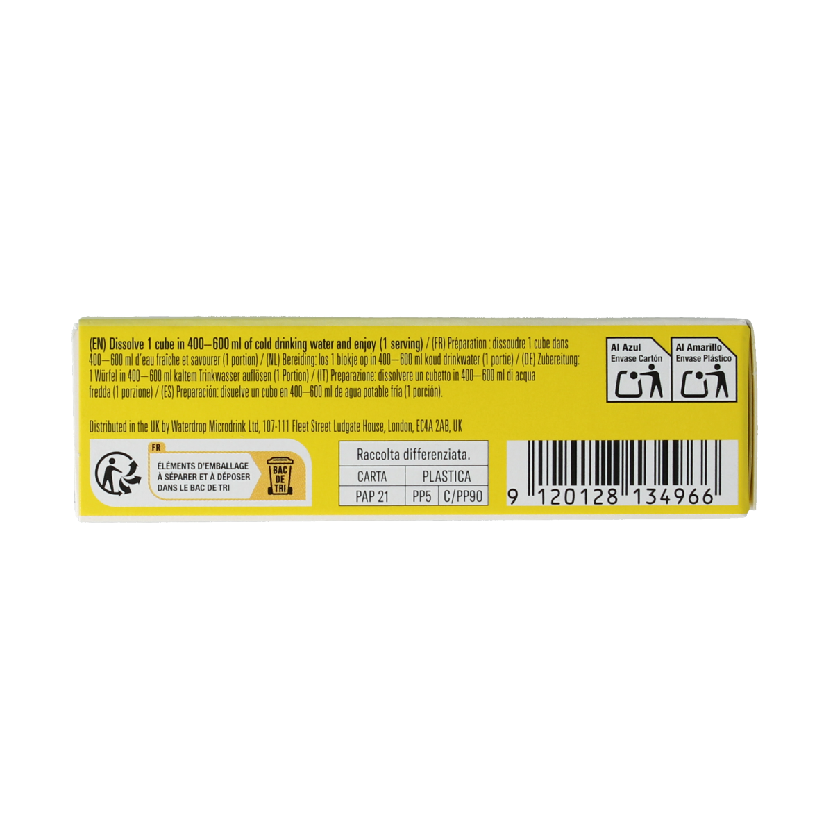 Waterdrop Microdrink ice tea lemon flavor effervescent tablets for drinks, 12-pack, natural tea and lemon flavor, in packaging.
