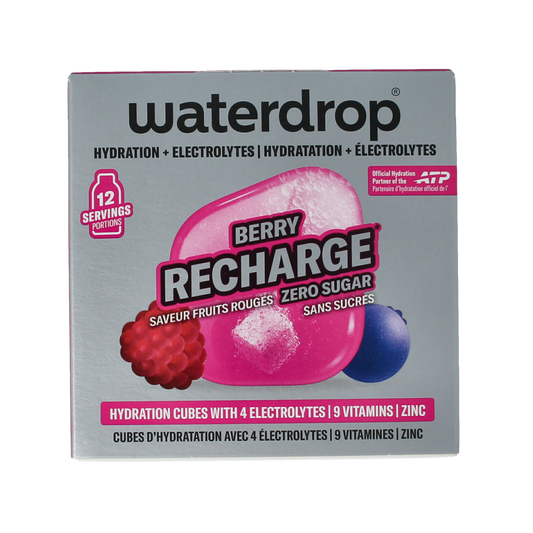 Waterdrop Microlyte Berry flavor drink tablets in a pack of 12, designed for enhancing water with natural berry taste.