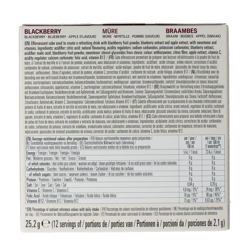 Waterdrop Microdrink braam flavor in a pack of 12, colorful fruit-flavored drink cubes for water enhancement.