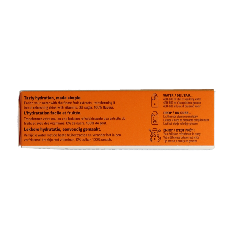 Waterdrop Microdrink Summer Orange flavor, 12 drink tablets for flavored water, in a clear container with orange tablets inside.