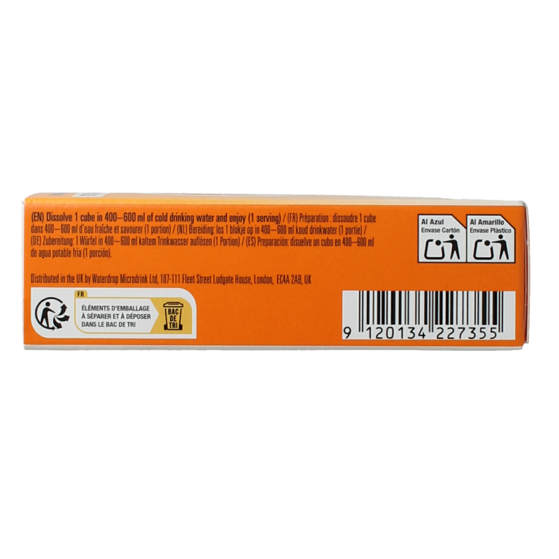 Waterdrop Microdrink summer orange flavor in a pack of 12, colorful drink tablets for refreshing beverages.