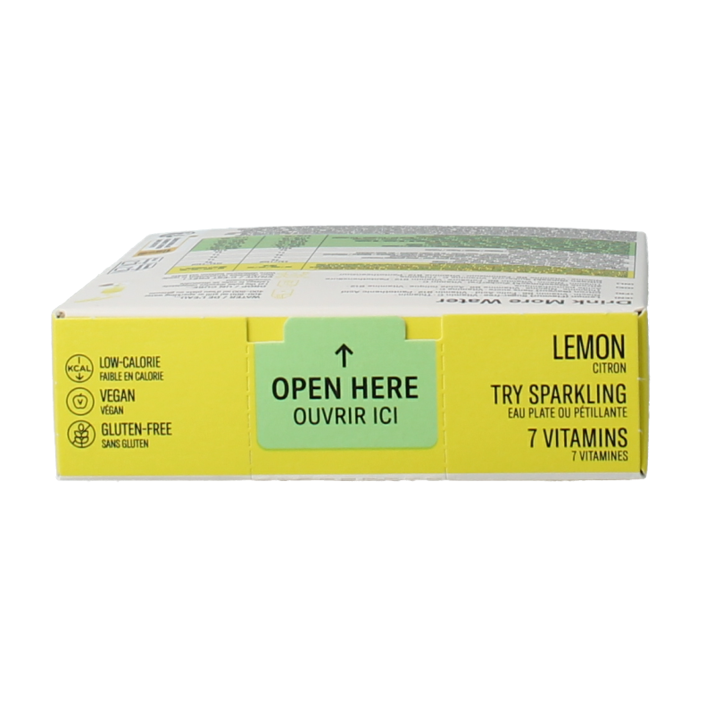 Waterdrop Microdrink summer lemon flavor drink powders in a pack of 12, featuring lemon slices and colorful packaging.