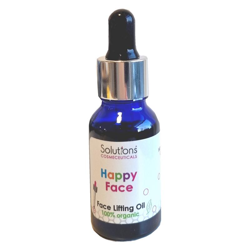 Sol Cosmeceutic Happy Face organic lift gezichtsolie in 15ml, a nourishing facial oil for healthy skin and natural glow.