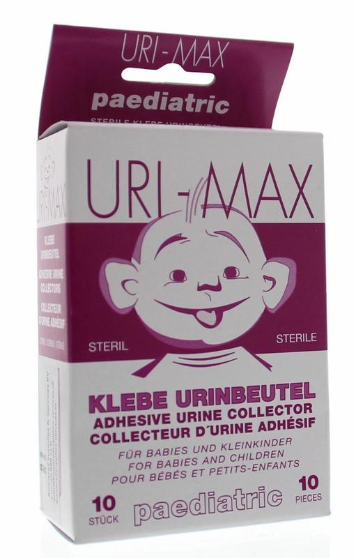 Sterile Urimax urine catheter and urine collection bag, 18 cm, set of 10, designed for medical urine drainage.