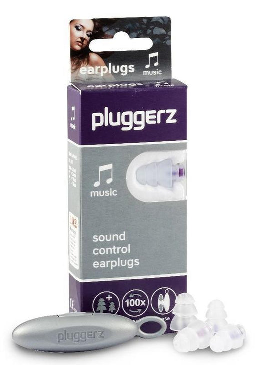 Pluggerz Music earplugs for hearing protection, two pairs of comfortable, noise-reducing ear protection from Pluggerz.