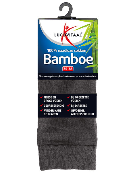 Lucovitaal bamboo long socks in anthracite, size 43-46, shown in a pair of comfortable, stylish socks for everyday wear.