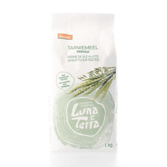 Luna E Terra Tarwemeel Demeter bio wheat flour in 1kg package, natural and organic baking mix from Luna E Terra.