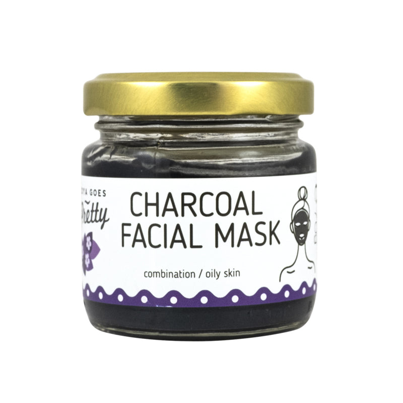 Zoya Goes Pretty Charcoal face mask in 70g container, natural skincare product for facial cleansing and detoxification.