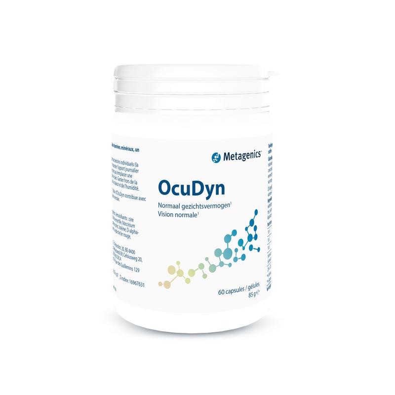 Metagenics Ocudyn multivitamin capsules in a container, dietary supplement for immune support, 60 capsules.