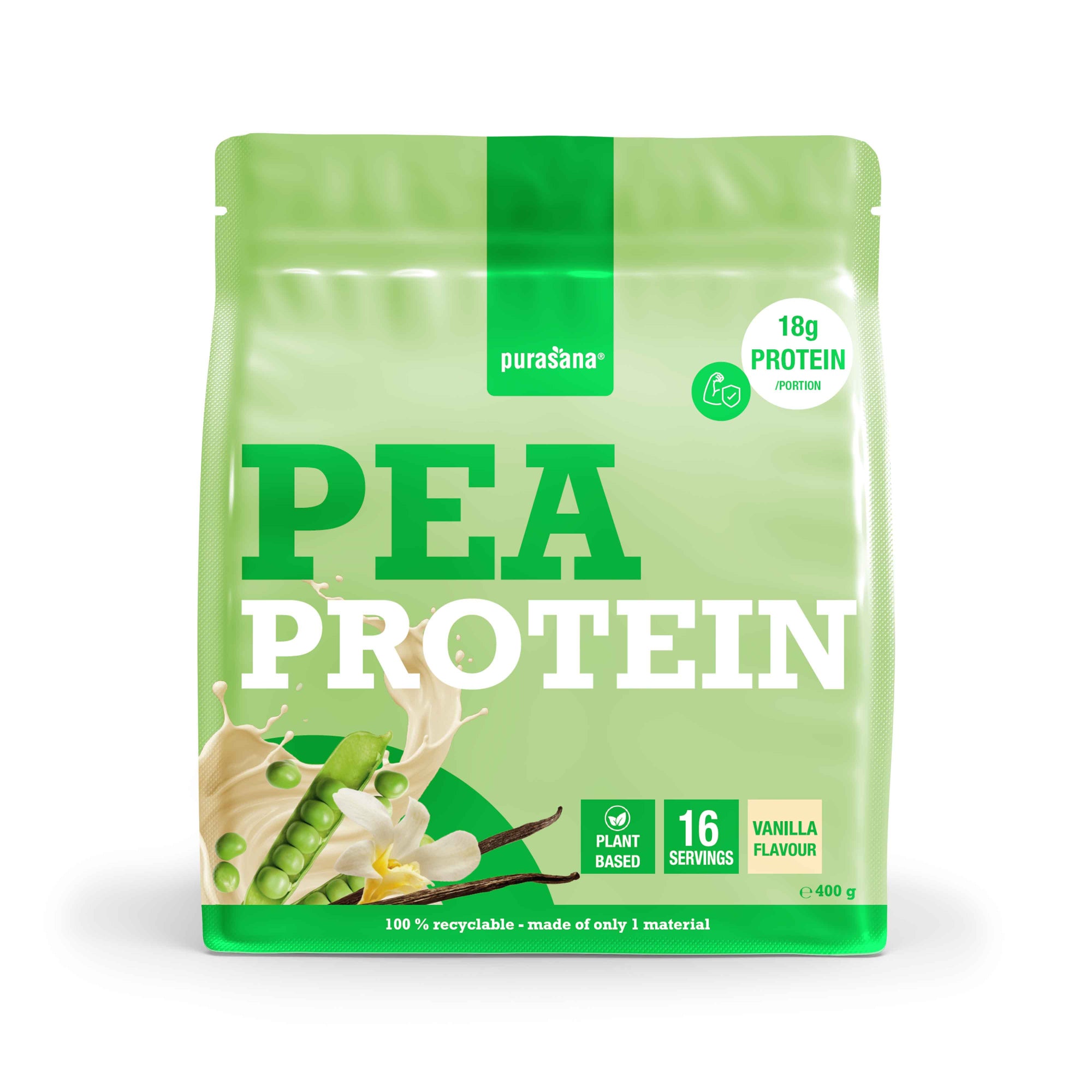 Purasana Plant protein erwt vanille 400.00 Gram