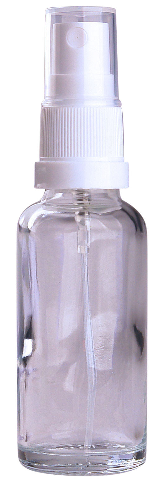 Helios Holland 30ml clear glass bottle with white spray nozzle, packaging material for liquids, set of 5.