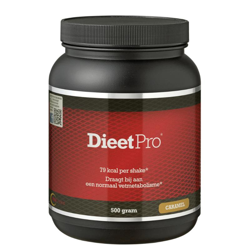 Dieet Pro Caramel Kruidenpreparaten 500g package with caramel flavor, shown in the image.