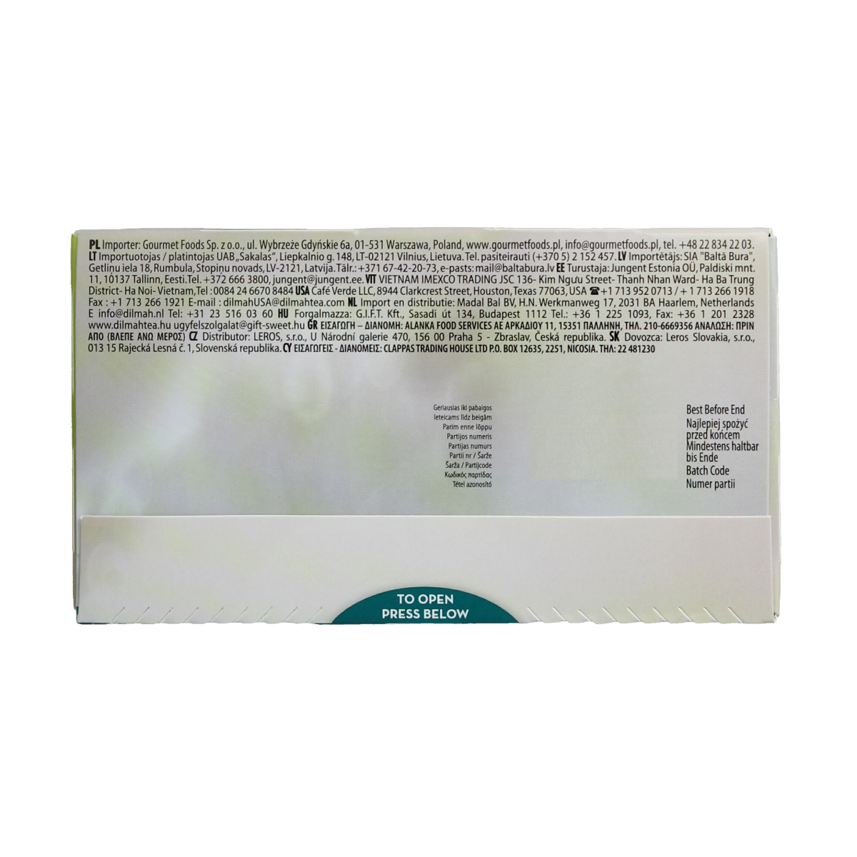 Dilmah Peppermint herbal tea infusion in a box with 20 tea bags, showcasing fresh peppermint leaves on the packaging.