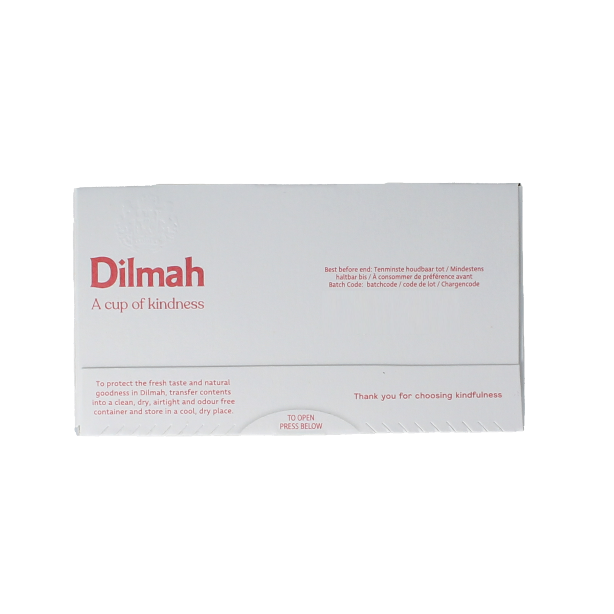 Dilmah Brilliant Breakfast Tea Bio with 20 tea bags, featuring golden tea leaves in a sealed package.