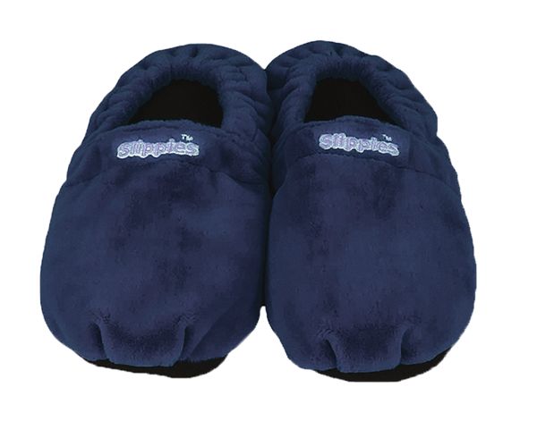 Warmies donkerblauwe pantoffels maat 8-11 voor dames, zachte slippers met warme voering, comfortabele schoenen voor thuis