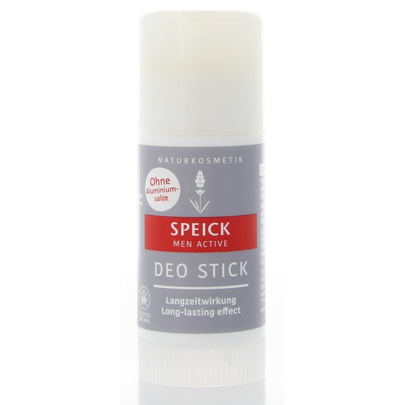 Speick Man deodorant active stick in 40ml container, featuring a white plastic tube with a clear cap and branding on the label.