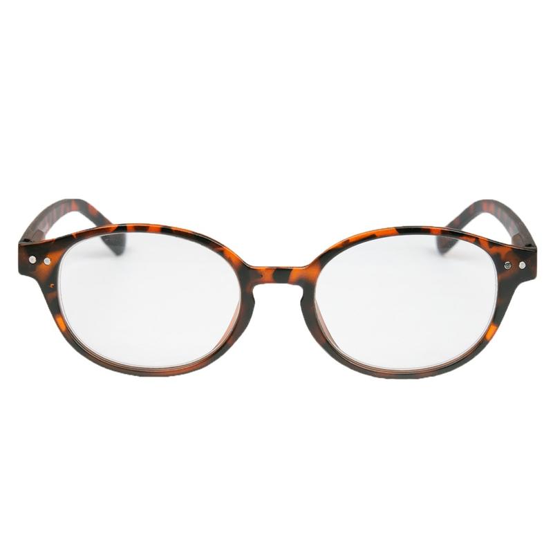 IBD Leesbril mat Havana round reading glasses with +3.00 diopters, single pair, optical eyewear, stylish and lightweight.