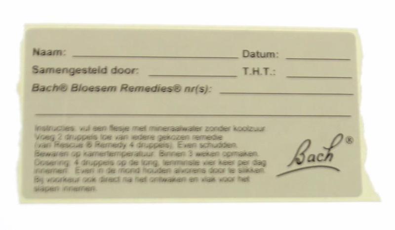 Bach Etiket 1 Stuks, adhesive label sheet with white background and black text, used for organizing and labeling items.