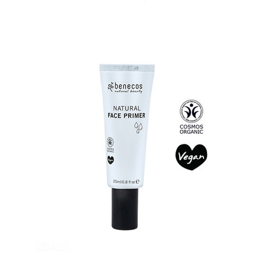 Benecos Natural Beauty face primer in 25ml, smooth makeup base, clear tube with white cap, ideal for creating a flawless look.