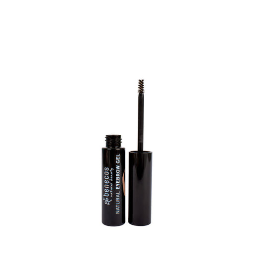 Benecos Natural Beauty eyebrow gel in ash brown, a make-up product for shaping and defining eyebrows.