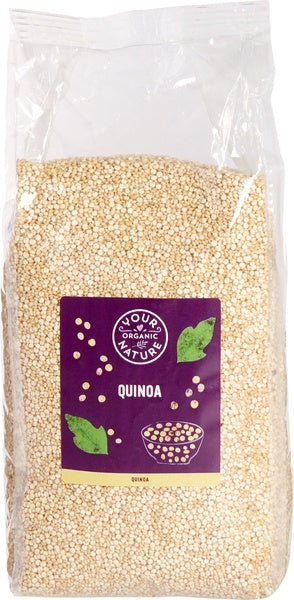Raw organic quinoa from Your Organic Nature, 800g package, showcasing the natural, unprocessed superfood in a clear bag.