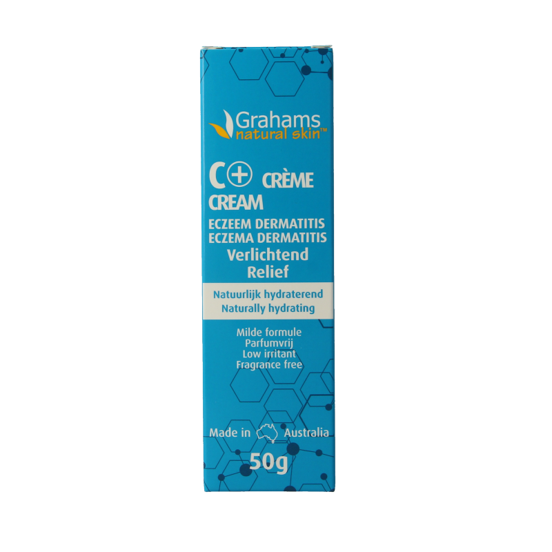Grahams C+ Creme 50g body care product with creamy texture and packaging, designed for skin hydration and nourishment.