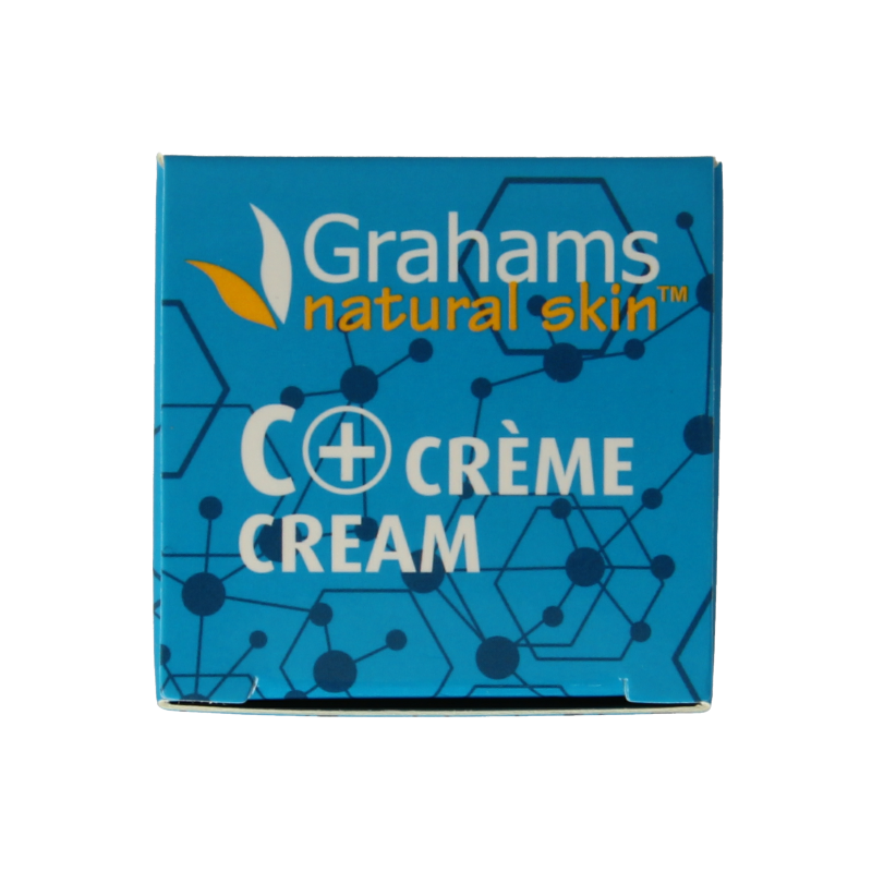 Grahams C+ Creme 50g, a body care product in a small jar with a white label, featuring a smooth cream texture.