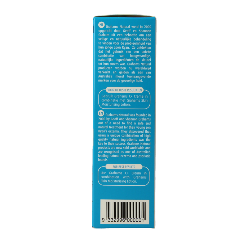 Grahams C+ Creme 50g body care product, creamy texture in a small container, designed for nourishing skin.