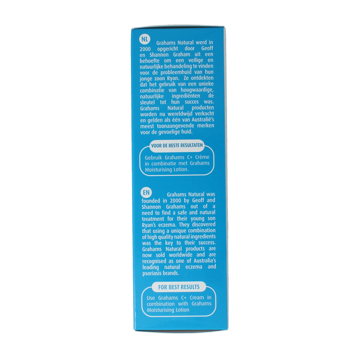 Grahams C+ Creme body care product in 120g container, featuring a white and green packaging design.