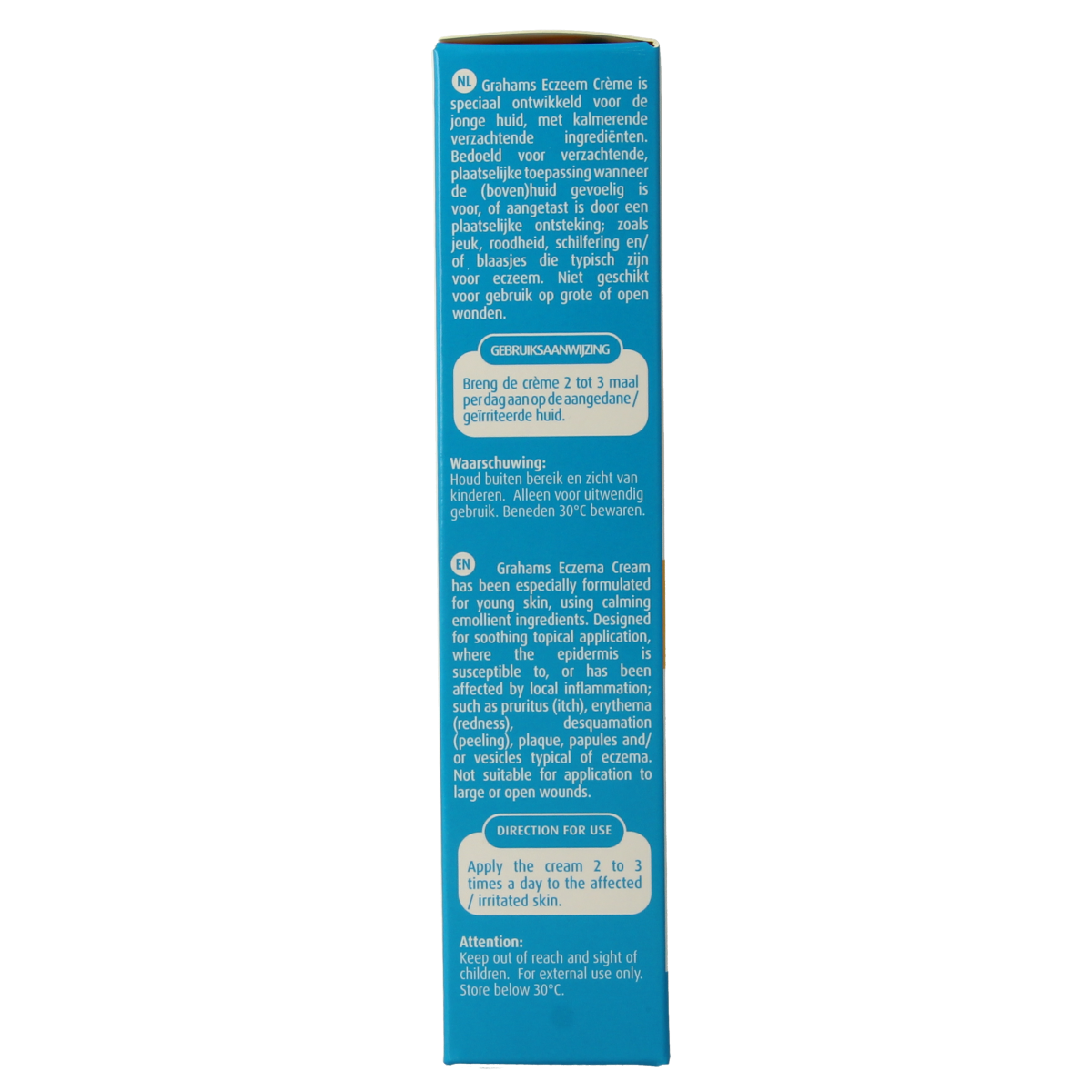 Grahams Eczeemcreme 75g for body skincare, soothing eczema treatment in a white tube with green accents.