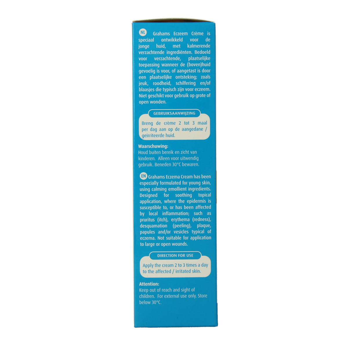 Grahams Eczeemcreme 150g tube, natural body care for skin relief, with the product tube showing the label and cap.
