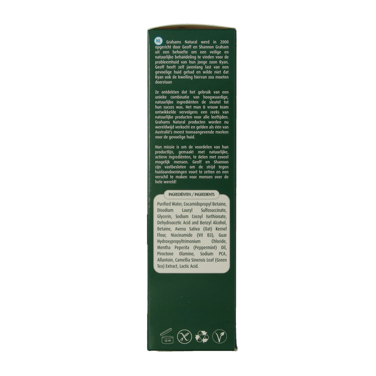 Grahams shampoo for sensitive scalp, 250ml, in a clear bottle with a white cap, suitable for gentle hair and scalp care.