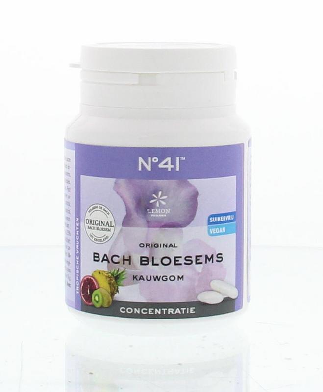Bach Bloesem Kauwgom nr. 41 snoepgoed with floral flavor, 60g package, showing colorful gum pieces on the front.