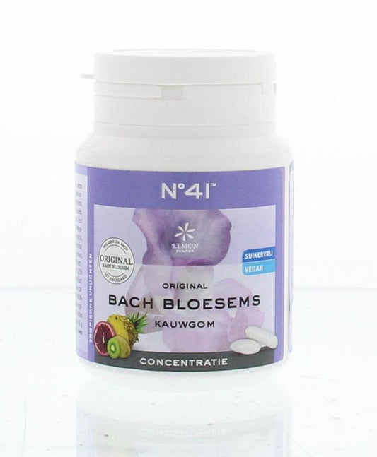Bach Bloesem Kauwgom nr. 41 snoepgoed with floral flavor, 60g package, showing colorful gum pieces on the front.