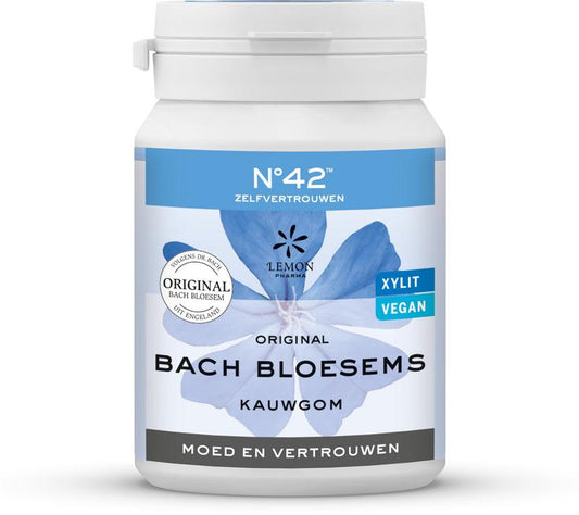 Bach Bloesem Kauwgom nr. 42 vertrouwen, 60g snoepgoed with colorful gum pieces in a clear wrapper