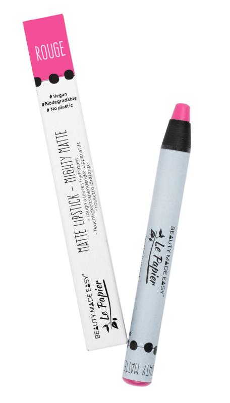 Beauty Made Easy matte lipstick in Rouge, 6g, with smooth, velvety finish and sleek packaging, perfect for a bold lip look