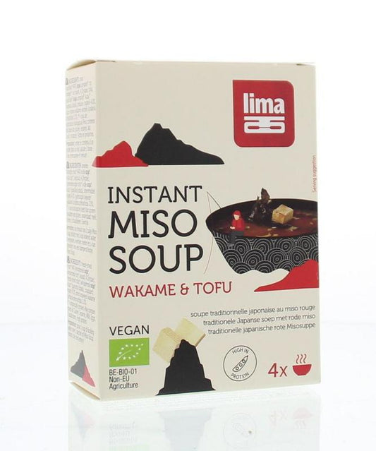 Lima Instant miso soep wakame tofu 4 x 10 gram bio 40.00 Gram