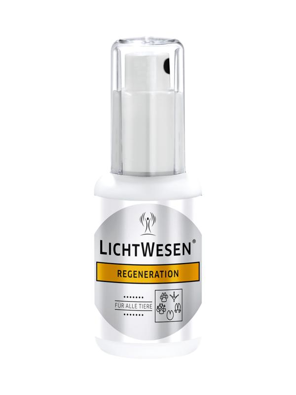 Lichtwesen Regeneratie voor alle dieren, 30ml, dierenverzorgingsproduct in een witte fles met blauwe etikettering.