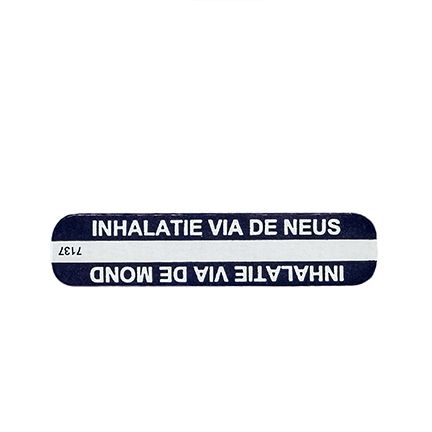 Spruyt Hillen sticker labels for inhalation nose/mouth masks, pack of 1000, with clear adhesive design on white background.
