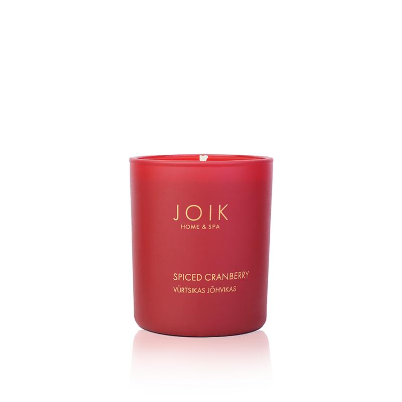 Joik Organics soywax candle with spiced cranberry scent, 145 grams, natural eco-friendly candle for cozy ambiance.
