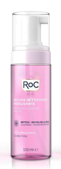 ROC Energising Cleansing Mousse 150ml for face, with foaming texture for refreshed and clean skin.