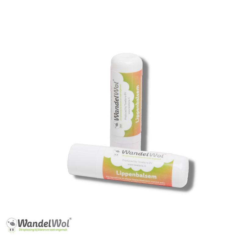 Wandelwol Lipbalsem met lanolin in 4.8 gram container, moisturizing lipverzorging with a smooth, nourishing texture.