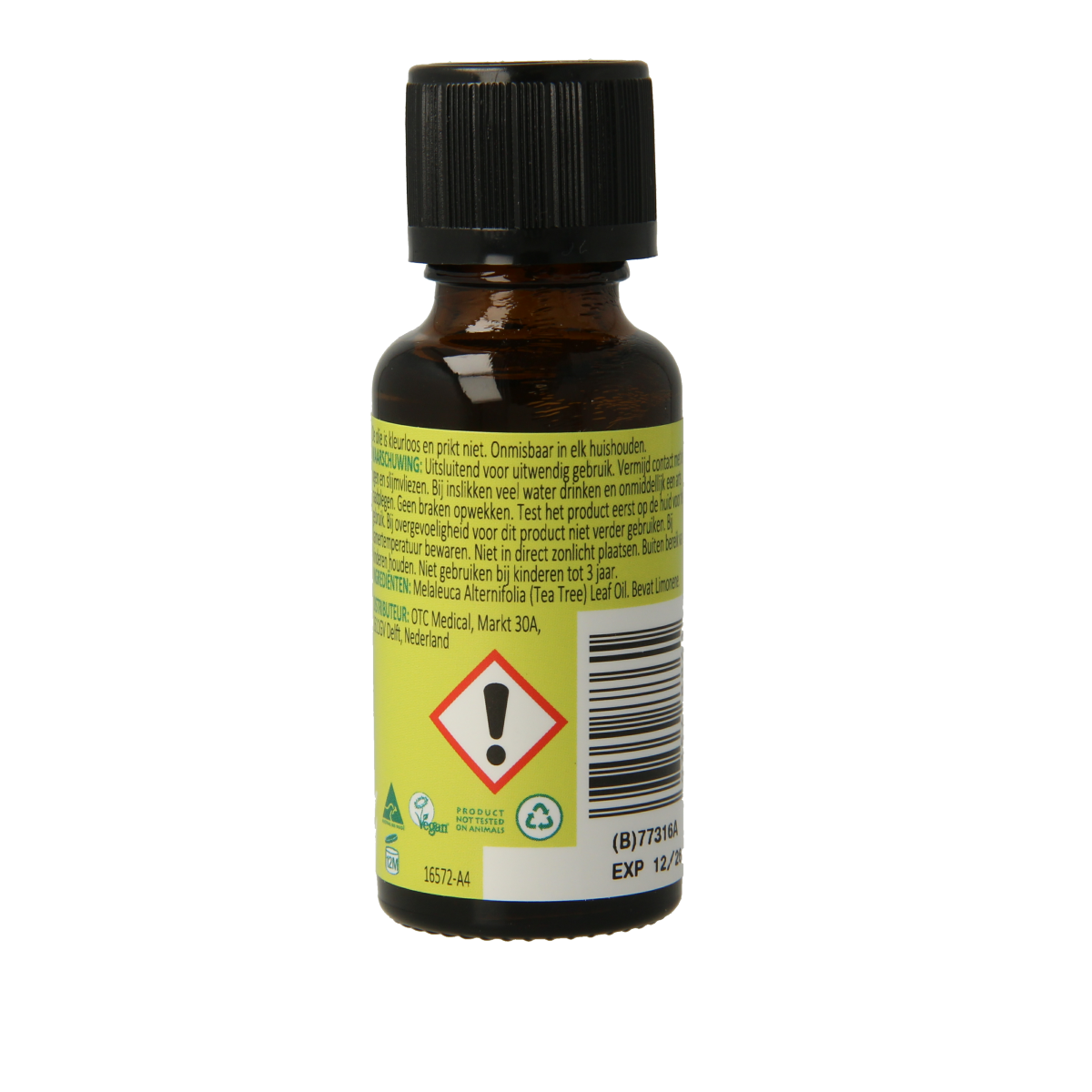 Thursday Plant Tea Tree Oil 25ml bottle for skin and body care, with a clear view of the label and dropper cap.